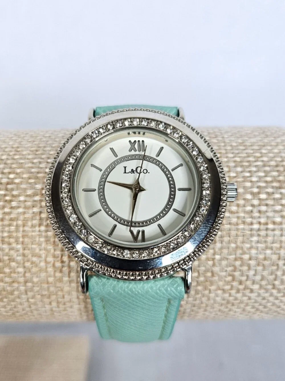 L & Co. Rhinestone Watch | Seafoam Green | Silver Tone